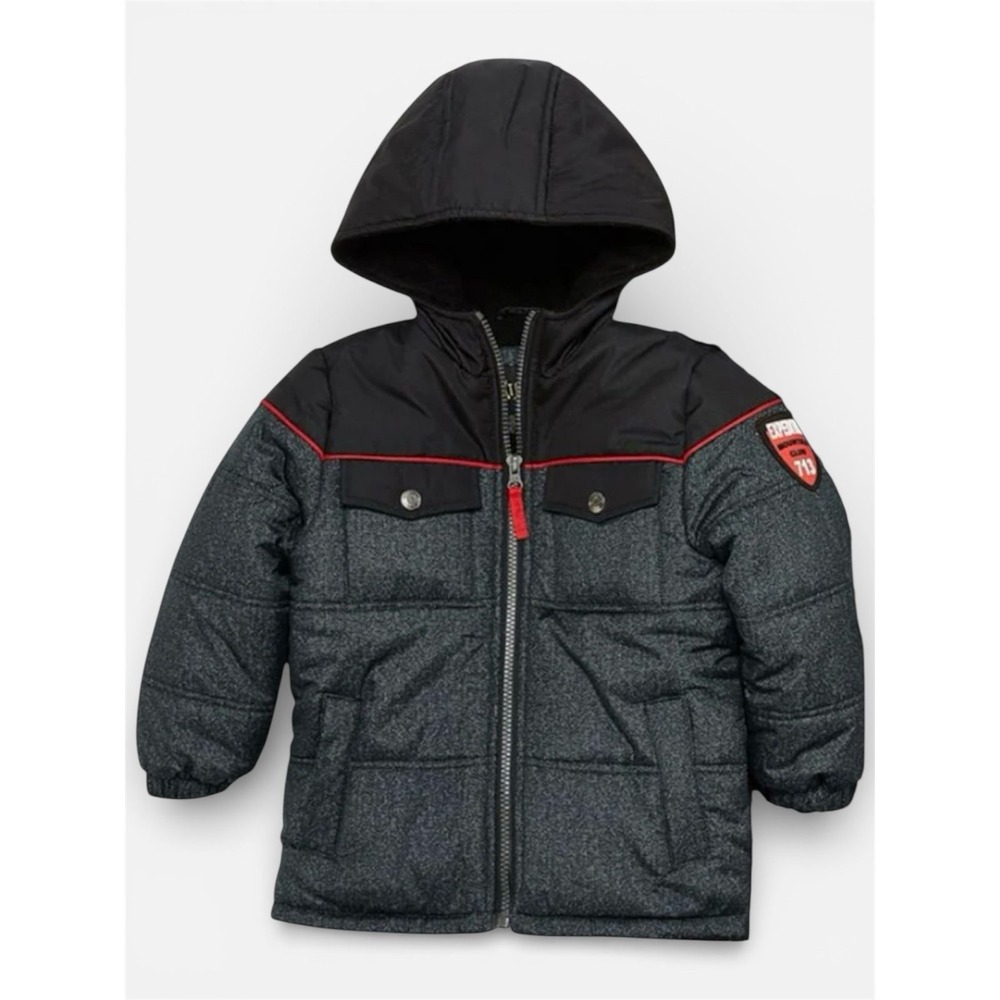 iXtreme‎ Boys 2T Black Gray Puffer Hooded Winter Jacket Expedition Club Patch